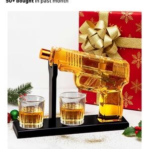 $30 Glass Gun Decanter Set with Glasses and stand gift for men
